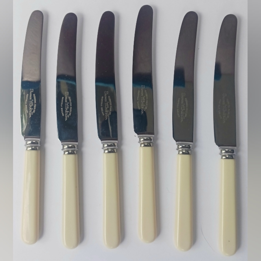 6 Sheffield Razoredge Stainless Thomas W Cork & Sons Knives Butter Knife Vintage